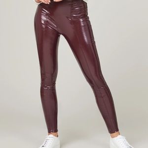 Never worn medium Ruby shiny faux patent leather legging Spanx